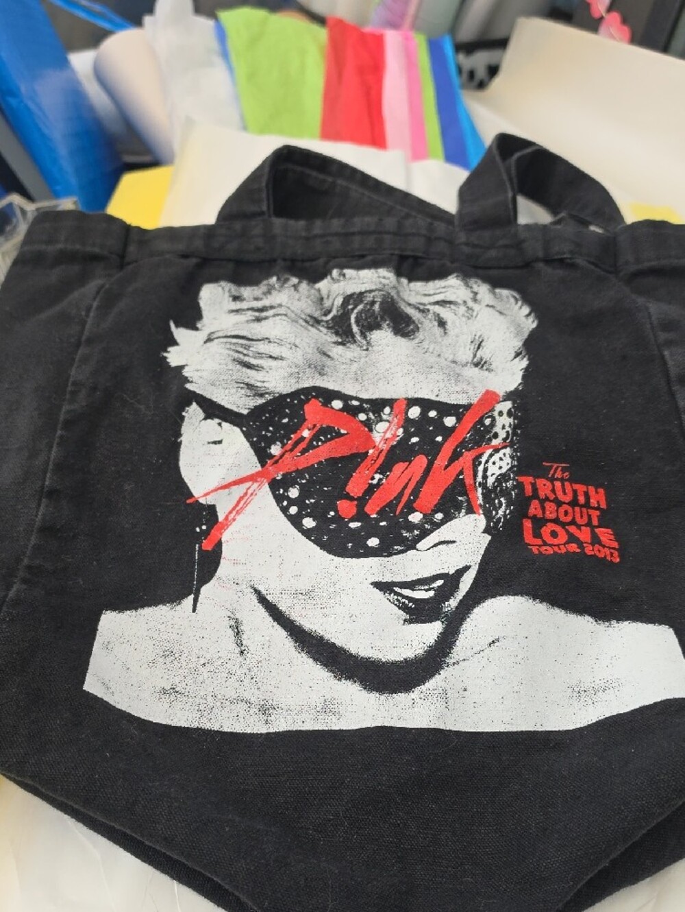 P!nk 2013 VIP Tour Tote Bag - Black with Red and White Print